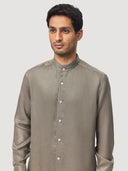 Khaki Linen Grandad Shirt