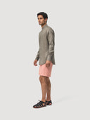 Khaki Linen Grandad Shirt
