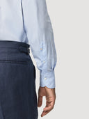 Light Blue Mandarin Collar Cotton Poplin Shirt