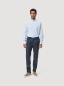 Light Blue Mandarin Collar Cotton Poplin Shirt