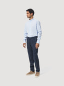 Light Blue Mandarin Collar Cotton Poplin Shirt