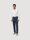 White Mandarin Collar Cotton Poplin Shirt