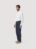 White Mandarin Collar Cotton Poplin Shirt
