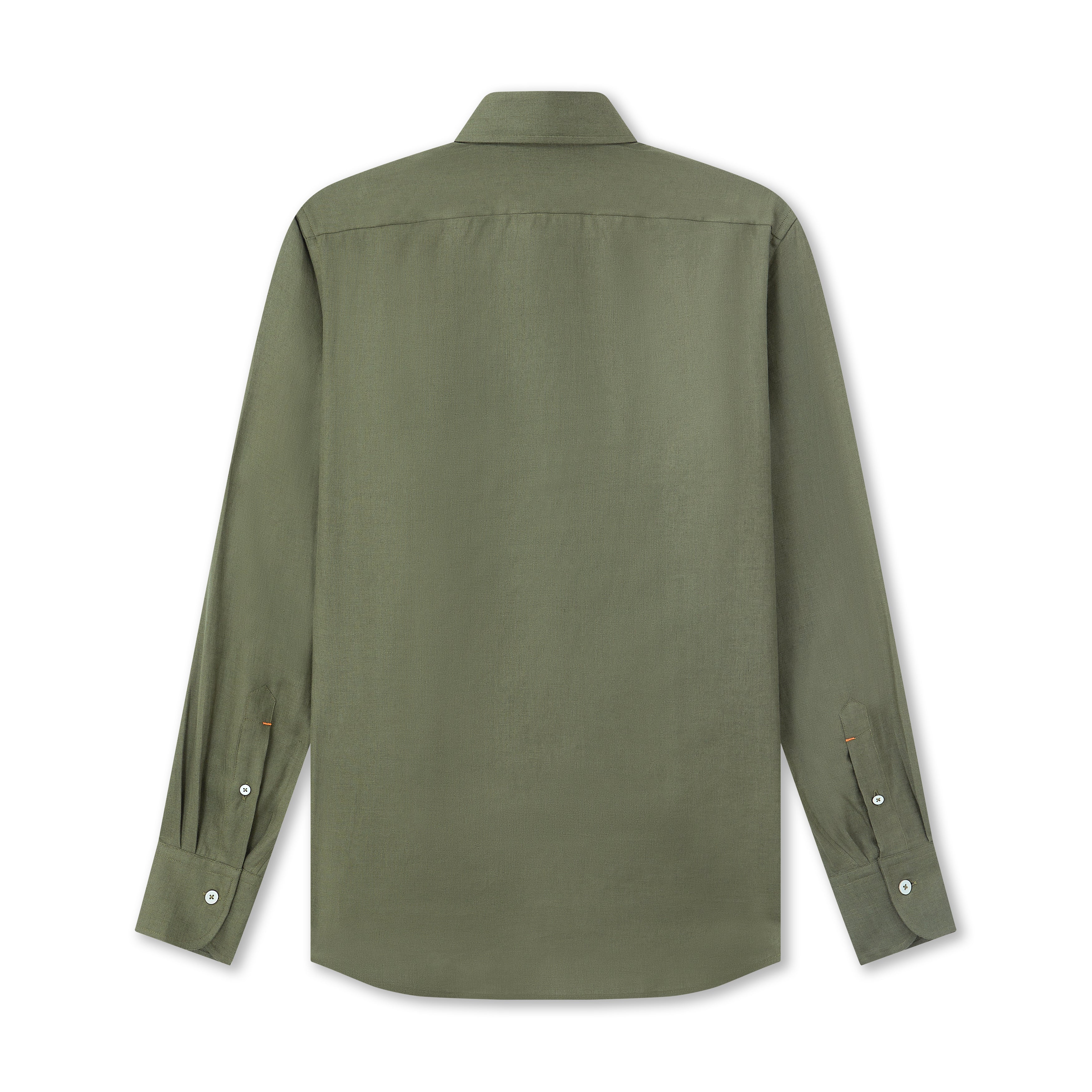 Dark Green Linen Popover Shirt