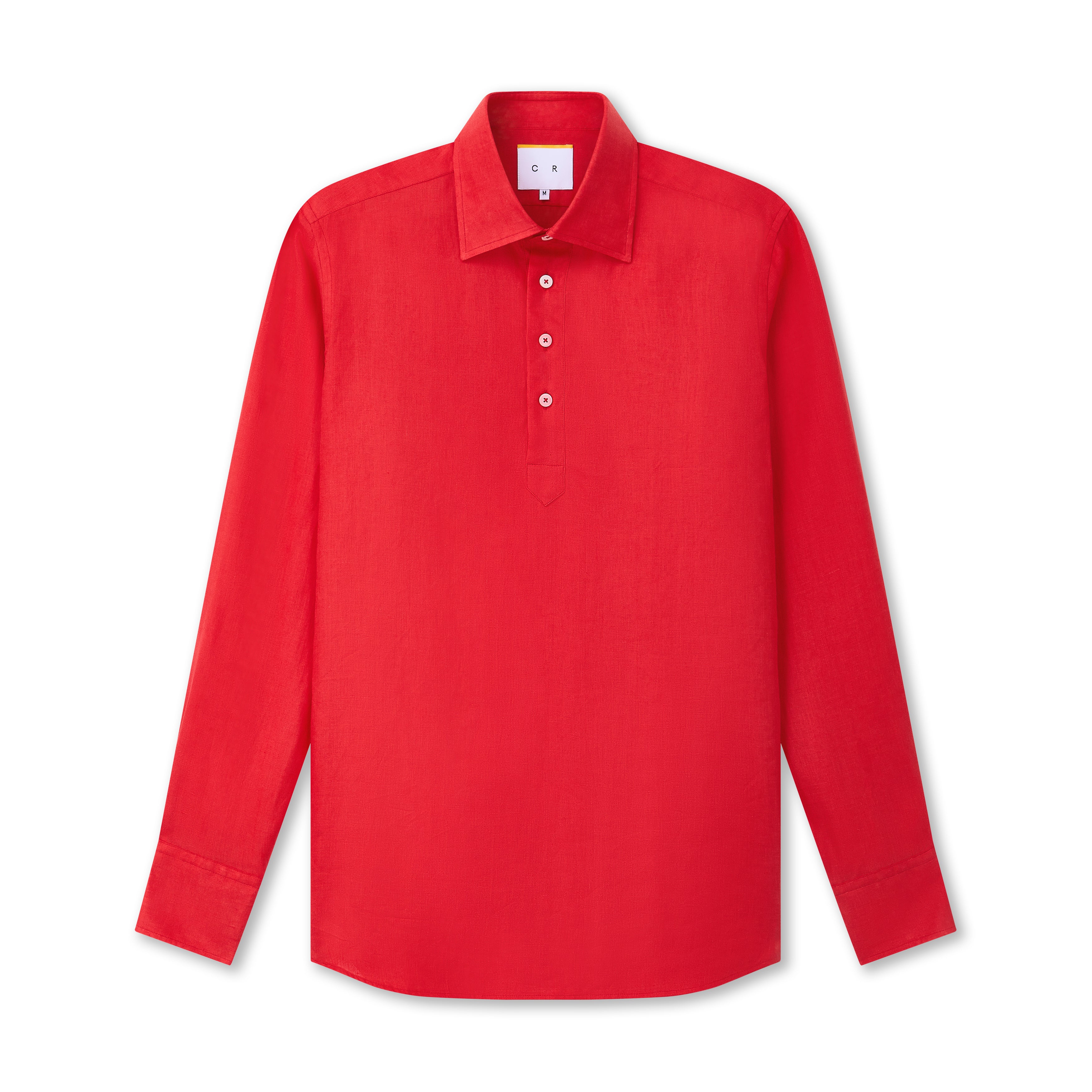 Red Linen Popover Shirt