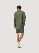 Dark Green Linen Popover Shirt