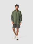 Dark Green Linen Popover Shirt