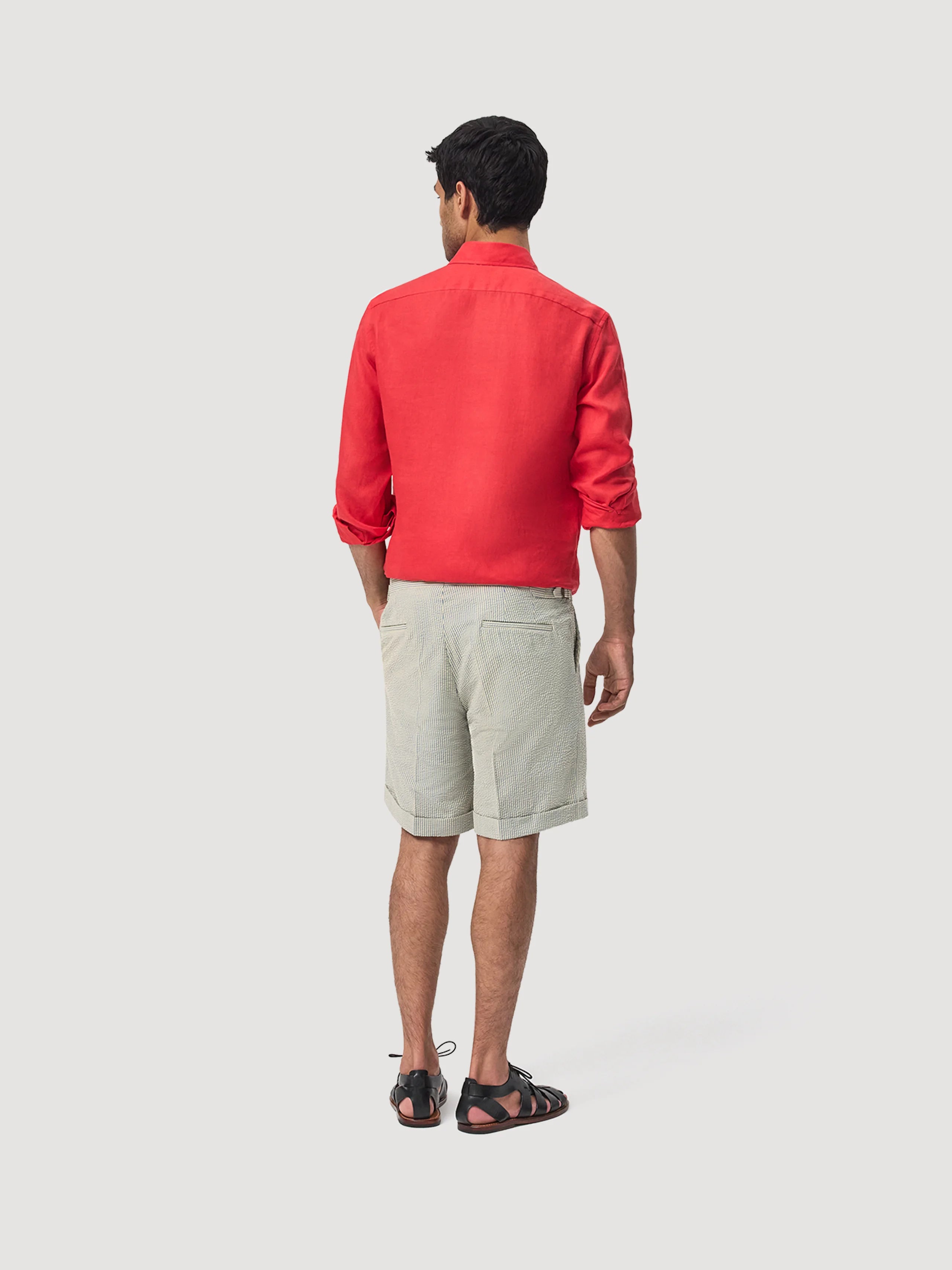 Red Linen Popover Shirt
