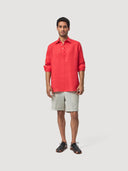 Red Linen Popover Shirt