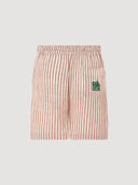Red & White Stripe Drawstring Embroidered Short