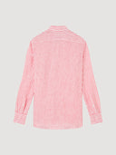 Red & White Stripe Mandarin Collar Linen Shirt