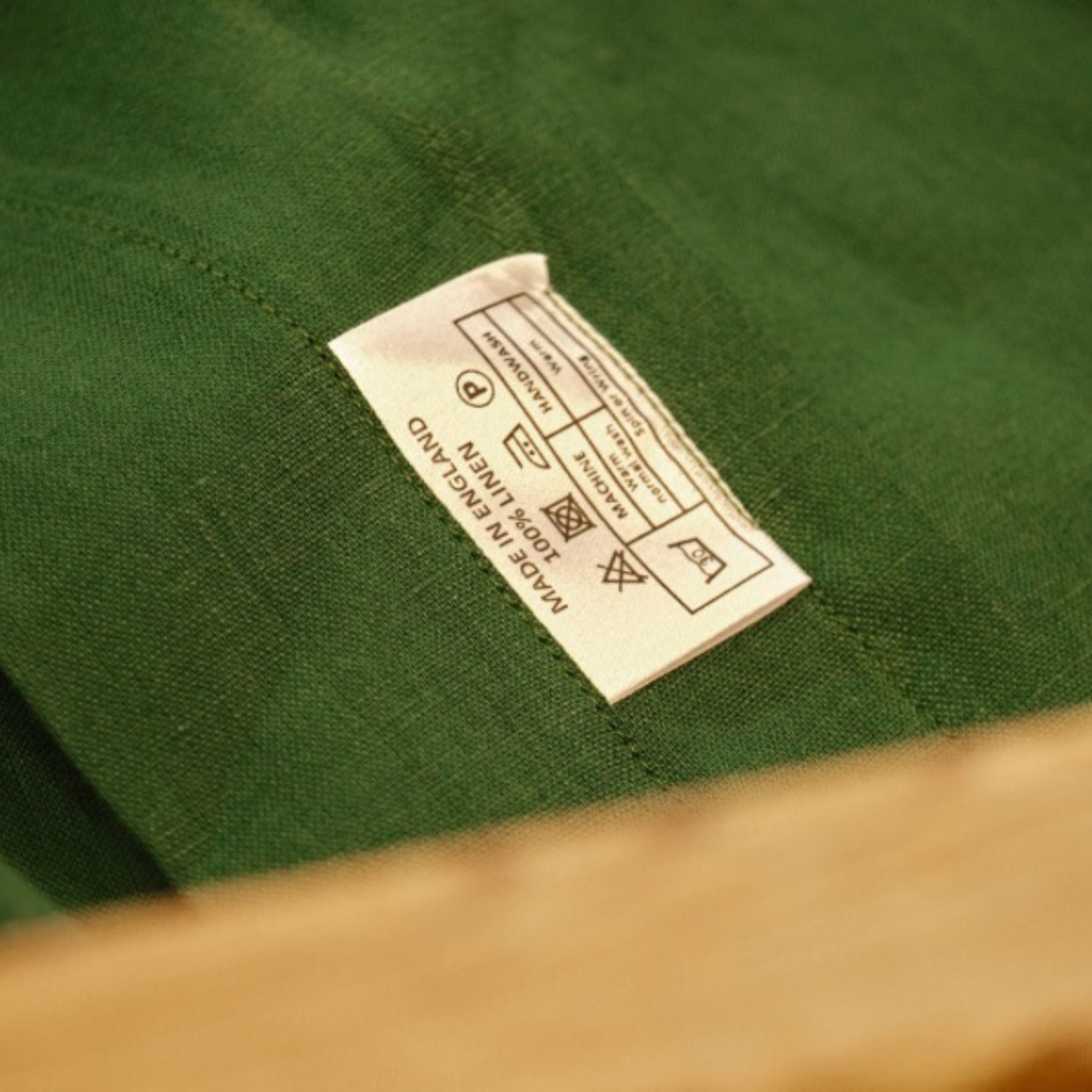 Inner label of Green Linen Overshirt | Made in England | Coconut Residence